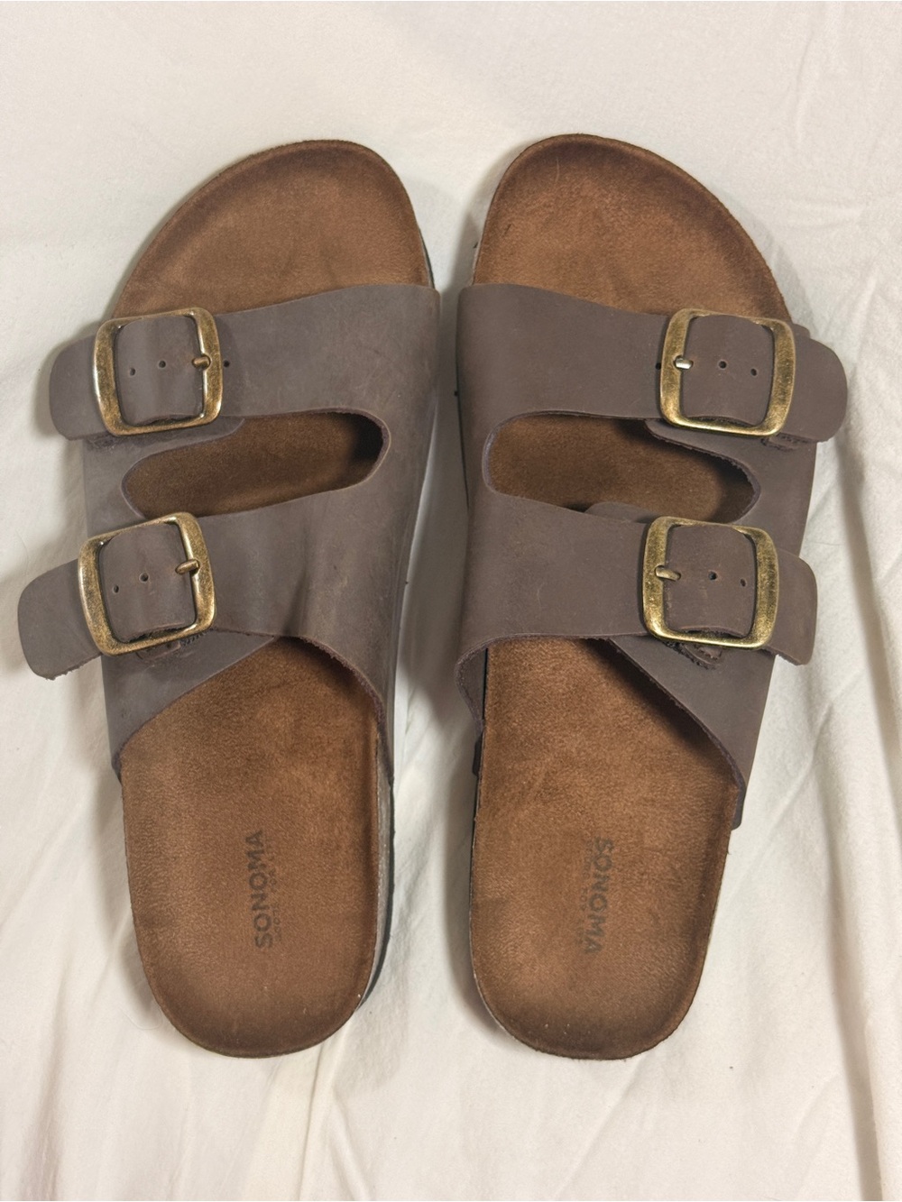 Sonoma Good for life artwork Womens Double-Buckle Slide Sandals in Brown 7.5